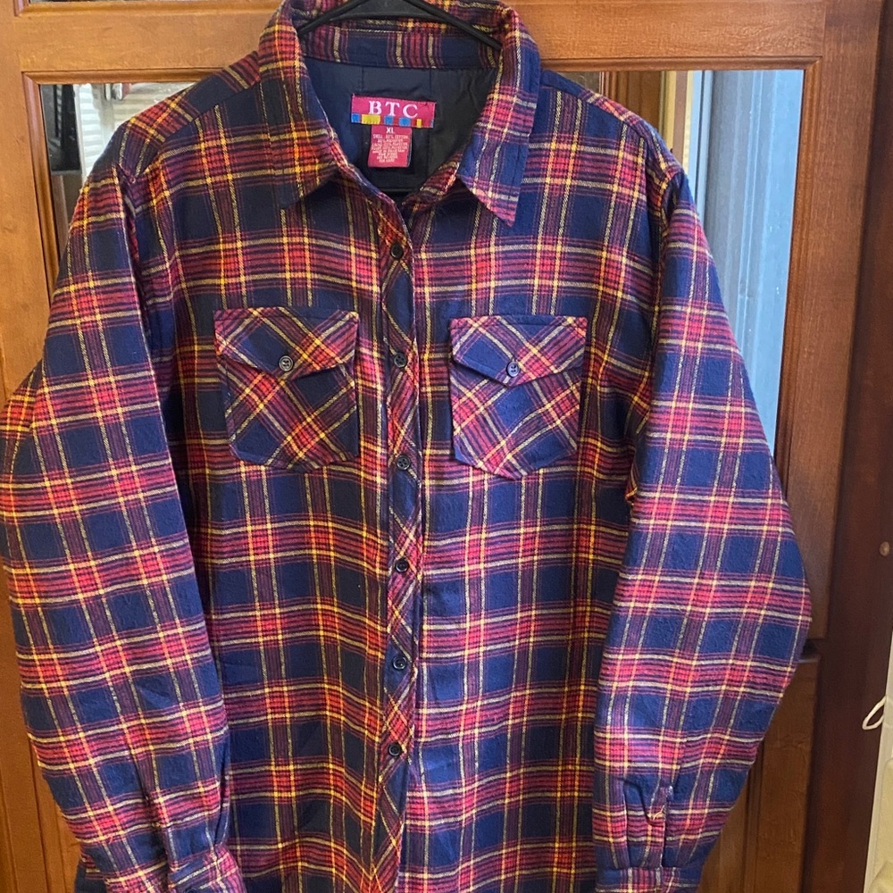 Men’s XL BTC Vibrant Multicolor Plaid Shacket Outdoor Fall Camping Gorpcore